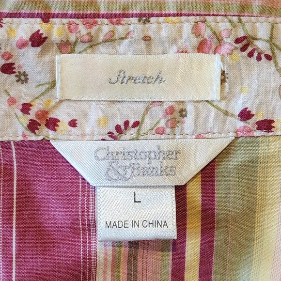 Striped Button Down with Floral Under-cuffs by Christopher & Banks - Picture 3 of 6